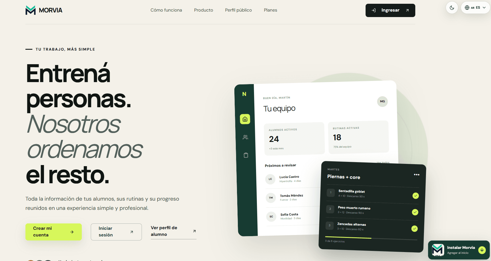 Morvia Fit, plataforma para entrenadores y alumnos